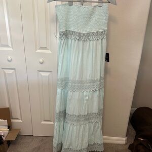 Elegant Light Blue Maxi Strapless Dress Lulus
